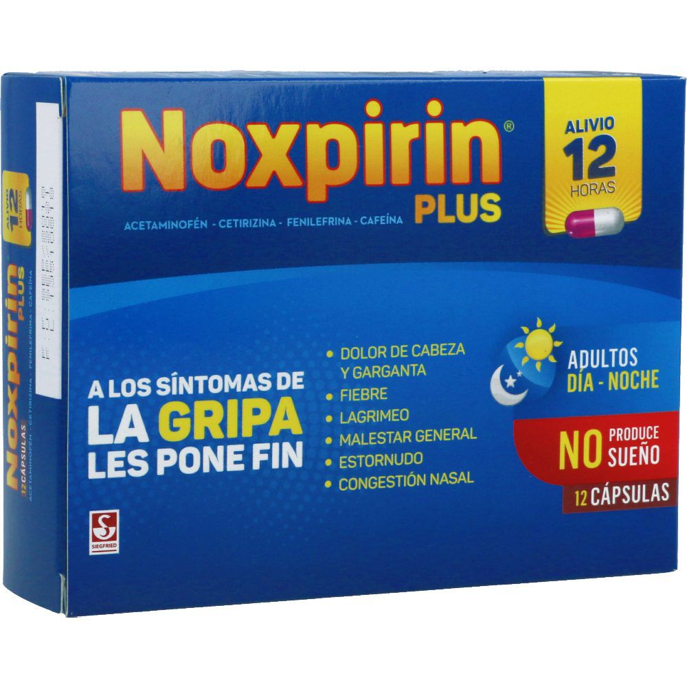 Noxpirin Plus Cápsulas (500+30+5+10)Mg Caja X 12