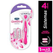 Máquina De Afeitar Schick Quattro 4 For Women Sensitive Sobre X 1 Unidad + 2 Repuestos