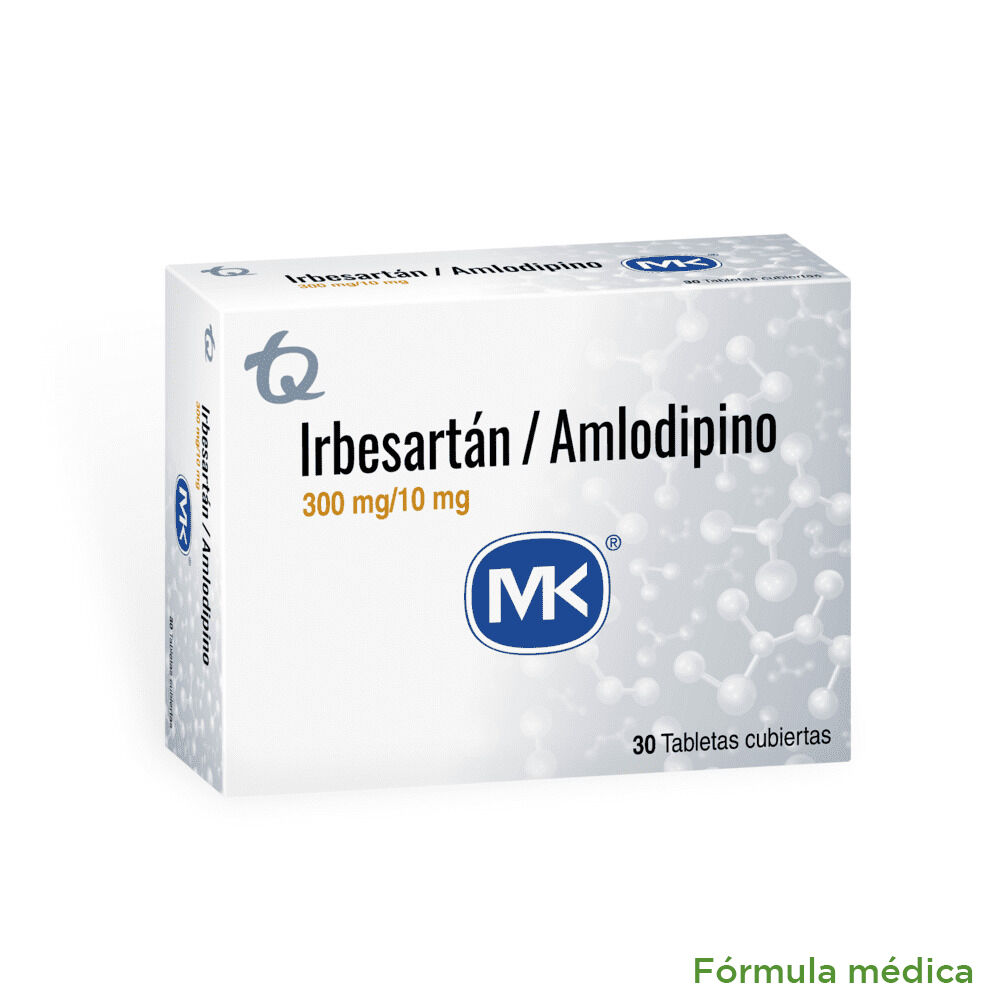 Amlodipino+Irbesartan (10+300)Mg Tabletas Recubiertas Cajas X 30 Mk