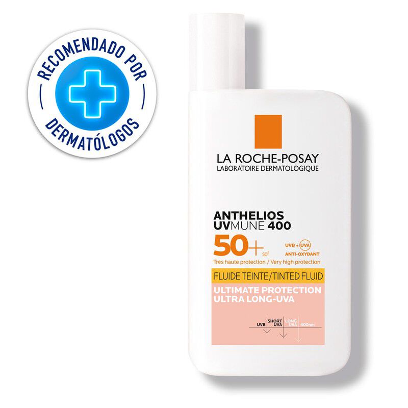 Protector Solar Facial Con Color La Roche Posay Anthelios Fluido Uvmune 400 Fps 50+ 50Ml