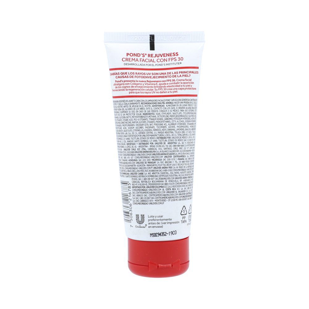 Crema-Facial-Ponds-Tubo-X-100-G-Rejuveness-Fps-30+-imagen-2