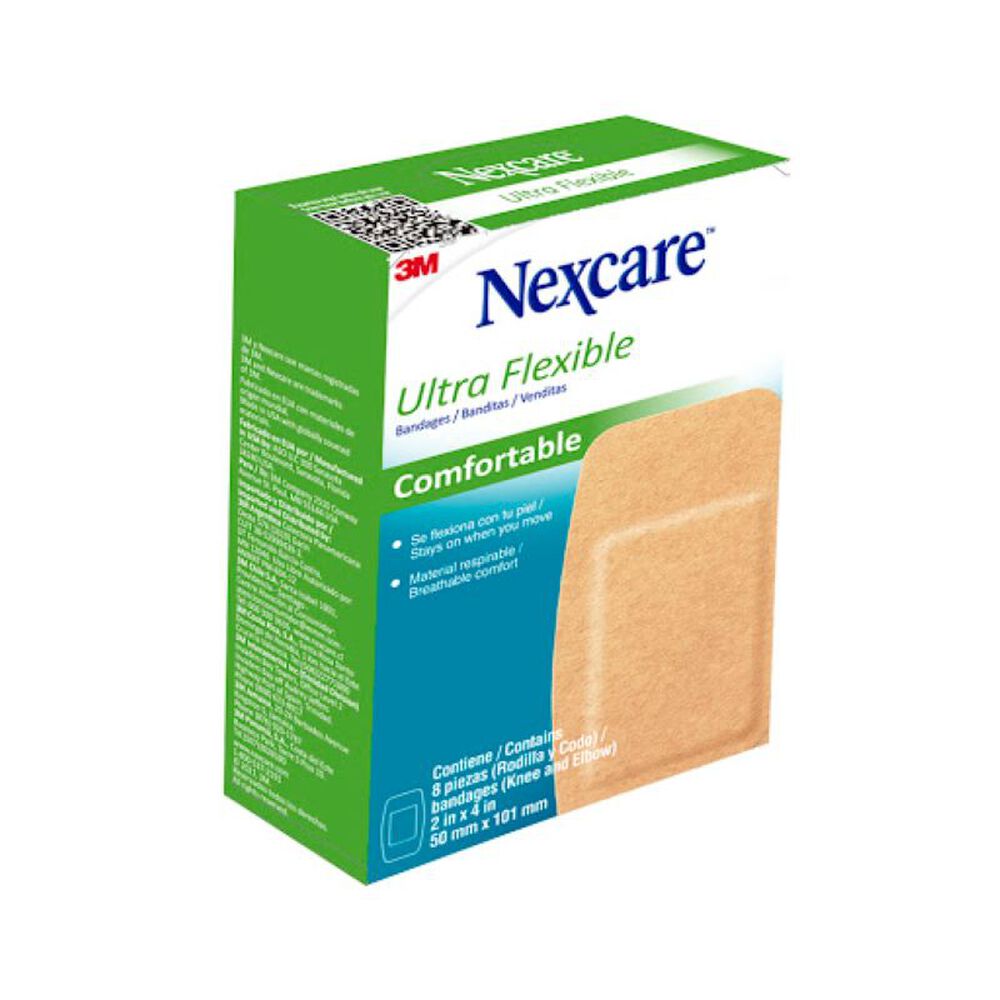 Banditas-Venditas-Ultraflexible-Rodilla-Codo-Caja-X-8-3M-Nexcare-50Mm-X-101Mm-Piel-imagen