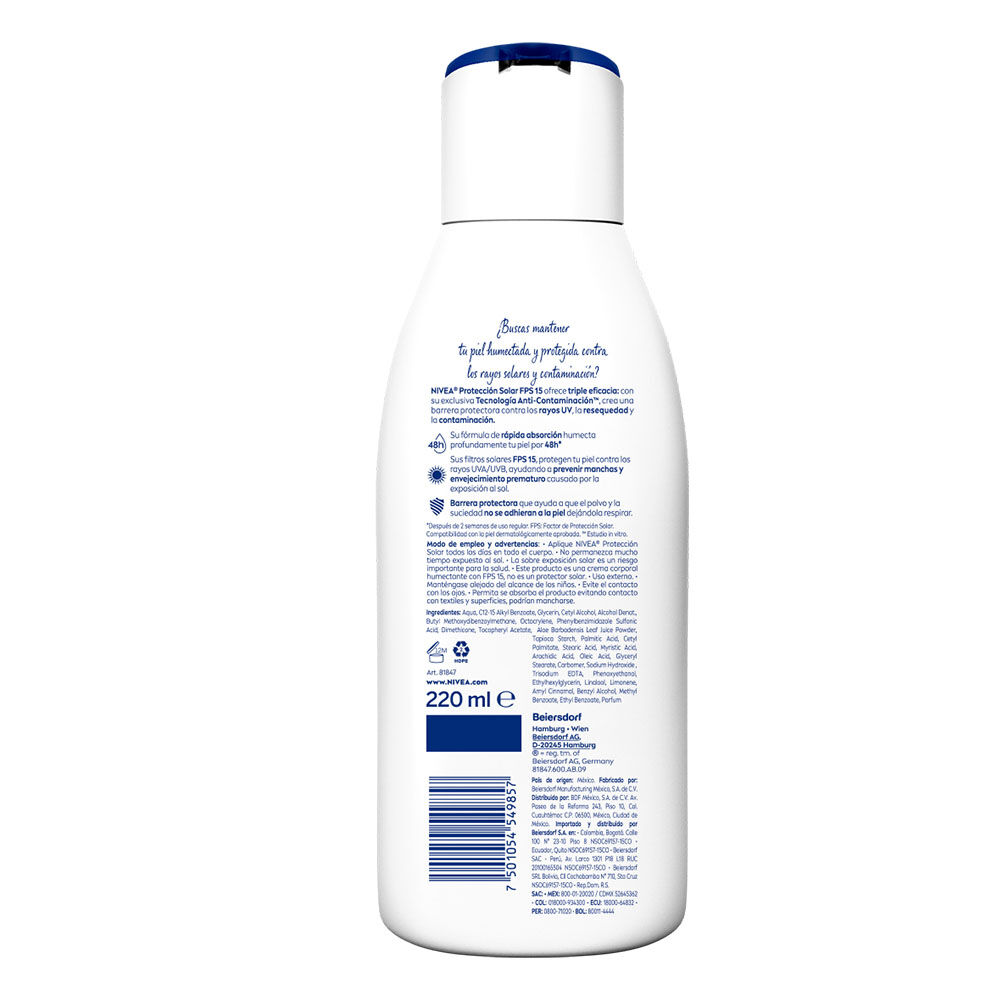 Crema-Corporal-Nivea-Protección-Solar-FPS-15-220-ml-imagen-2