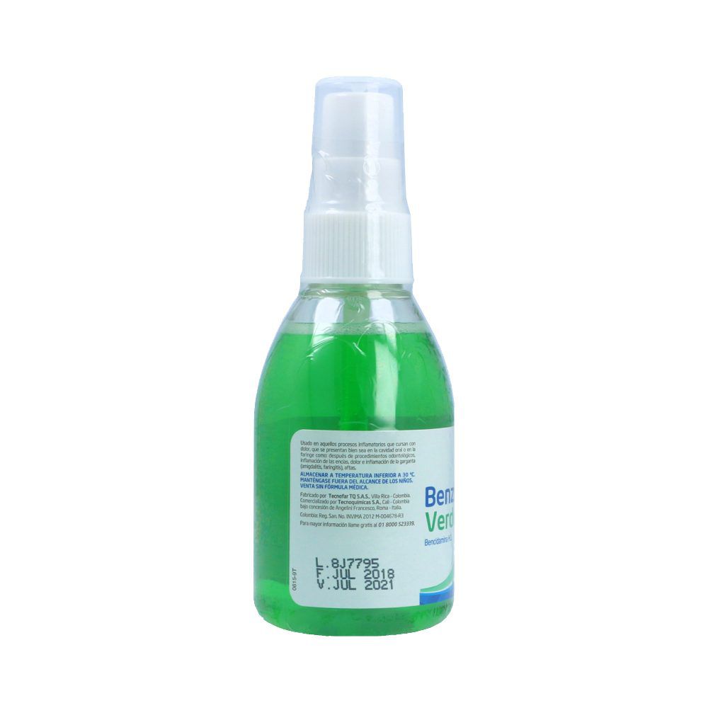 Benzirin Verde Solución Bucal Spray 1.5Mg/mL X 120 mL