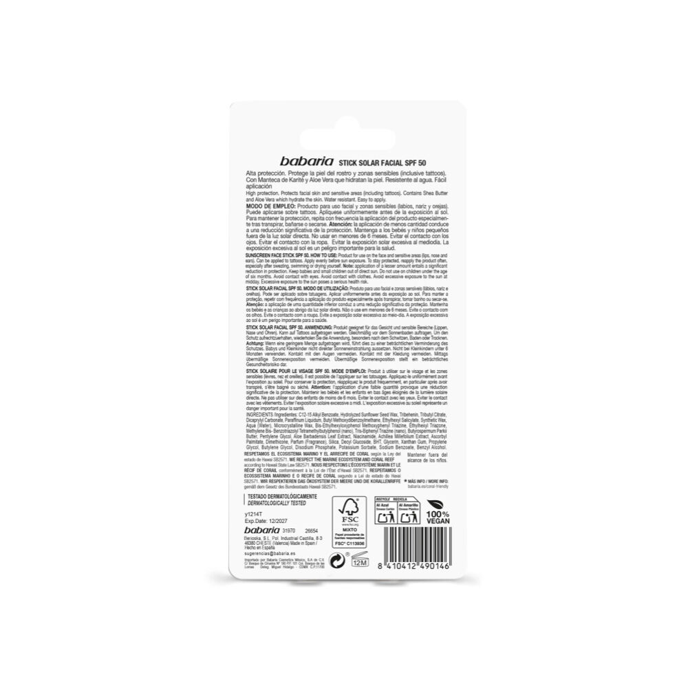 Stick-Solar-Facial-Babaria-Proteccion-Alta-Spf-50-Barra-X-20Gr-imagen-2