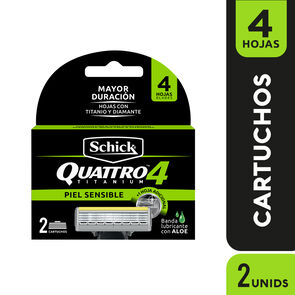 Repuesto-Cuchilla-Afeitar-Schick-Paquete-X-2-Unidades-Quattro-4-Titanium-Sensitive-imagen