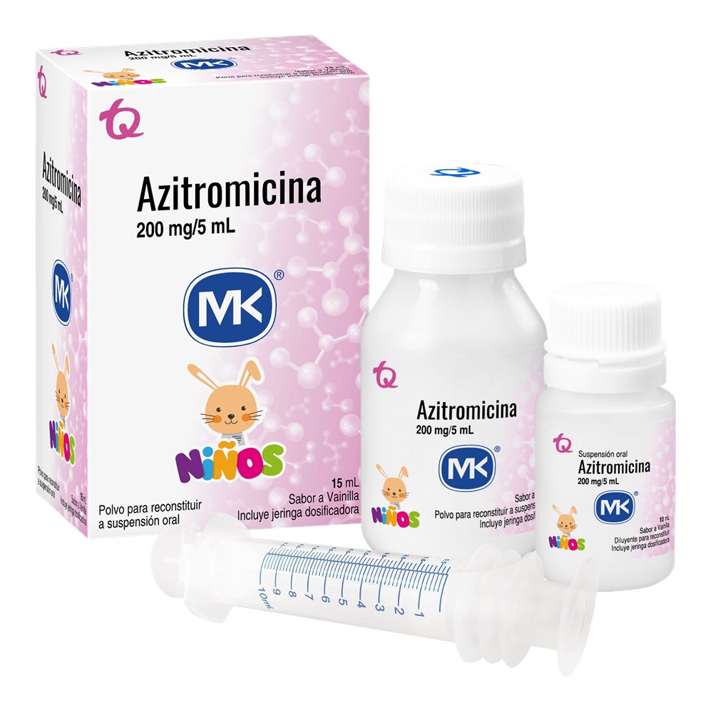Azitromicina Ninos 200Mg/5Ml(4%) Polv Susp Oral Fco X 15Ml Mk Vainilla