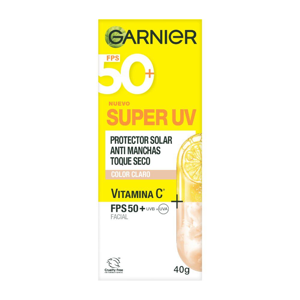 Protector Solar Super Uv Garnier Toque Seco Tono Claro Fps50 40Gr