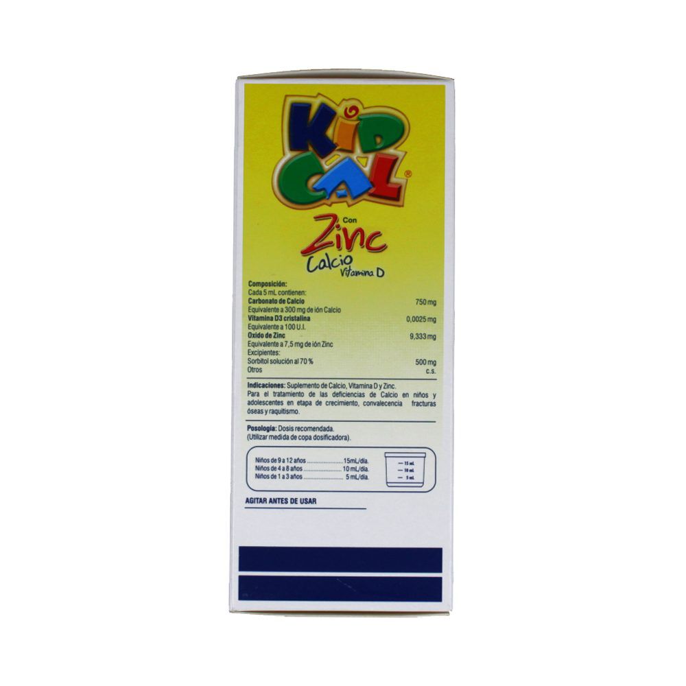 Kidcal con Zinc Sabor a Fresa 7,5Mg+300Mg+100UI+5mL Suspensión Frasco X