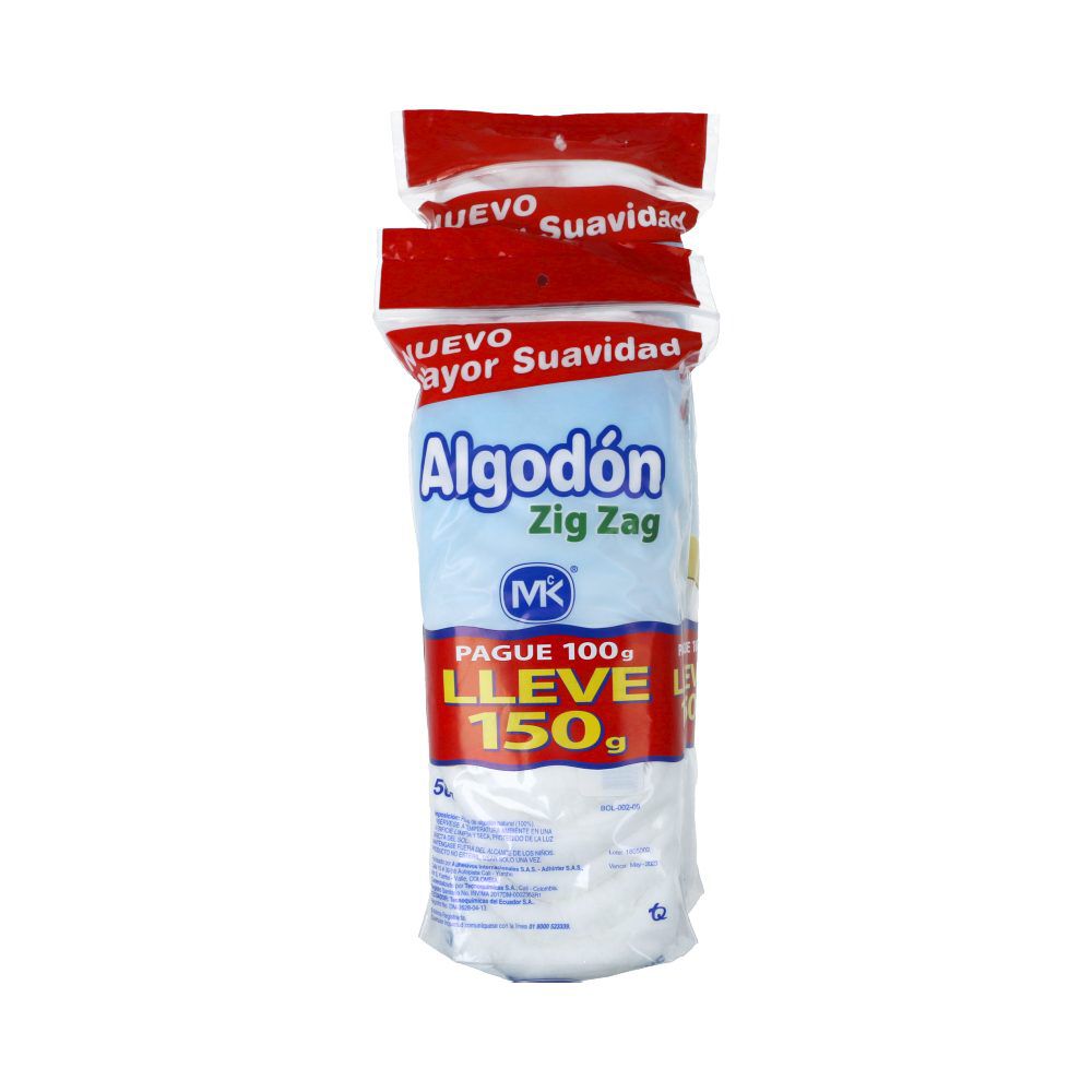 Algodón Zig-Zag Pague 100Gr Lleve 150Gr Mk Paquete X 1