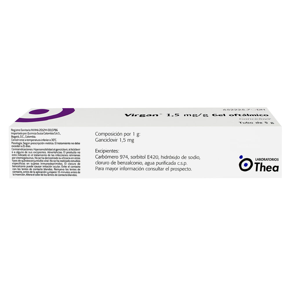 Virgan Gel Oftálmico 1,5 Mg Tubo X 5 Gr
