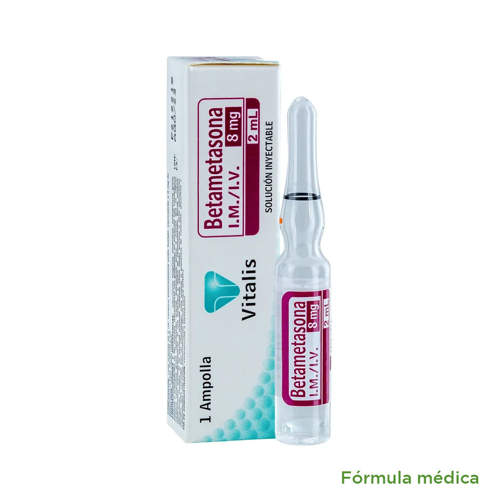 Betametasona 8Mg/2Ml(4Mg/Ml) Solucion InyecTabletasle Cajas X 1Ampolla X 2Ml Vitalis