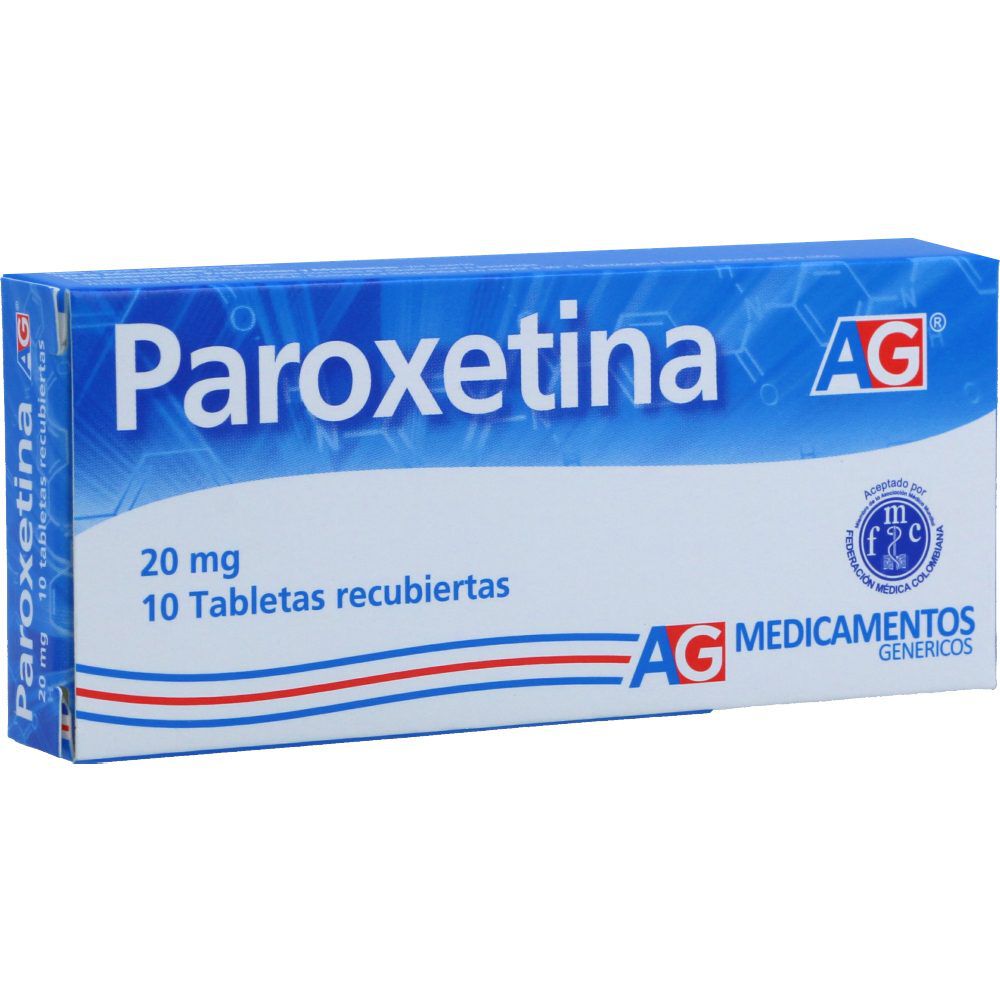 Paroxetina 20Mg Tableta Recubierta Caja X 10 Tabletas Amer Gen
