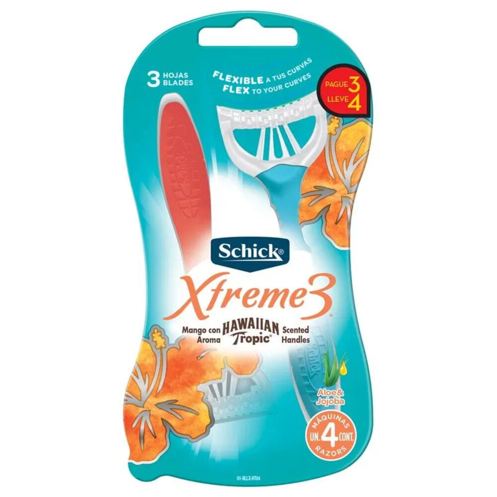 Maquina Afeitar Schick Sob X 4 Xtreme3 Hawaiian Tropic