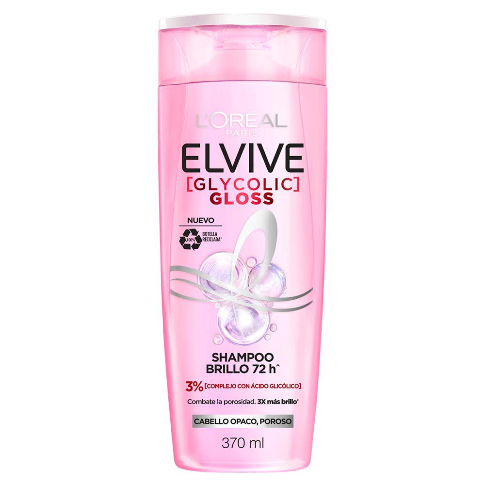 Shampoo Elvive L'Oreal Paris Glycolic Gloss Brillo Instantaneox 370 Ml