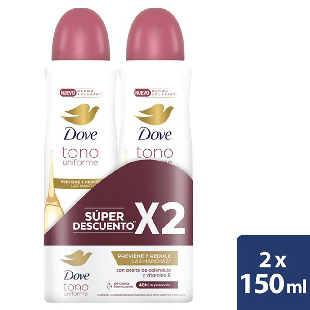 Promo Antitranspirante Dermoaclarant Aerosol Dove 150 Ml Paquete X 2