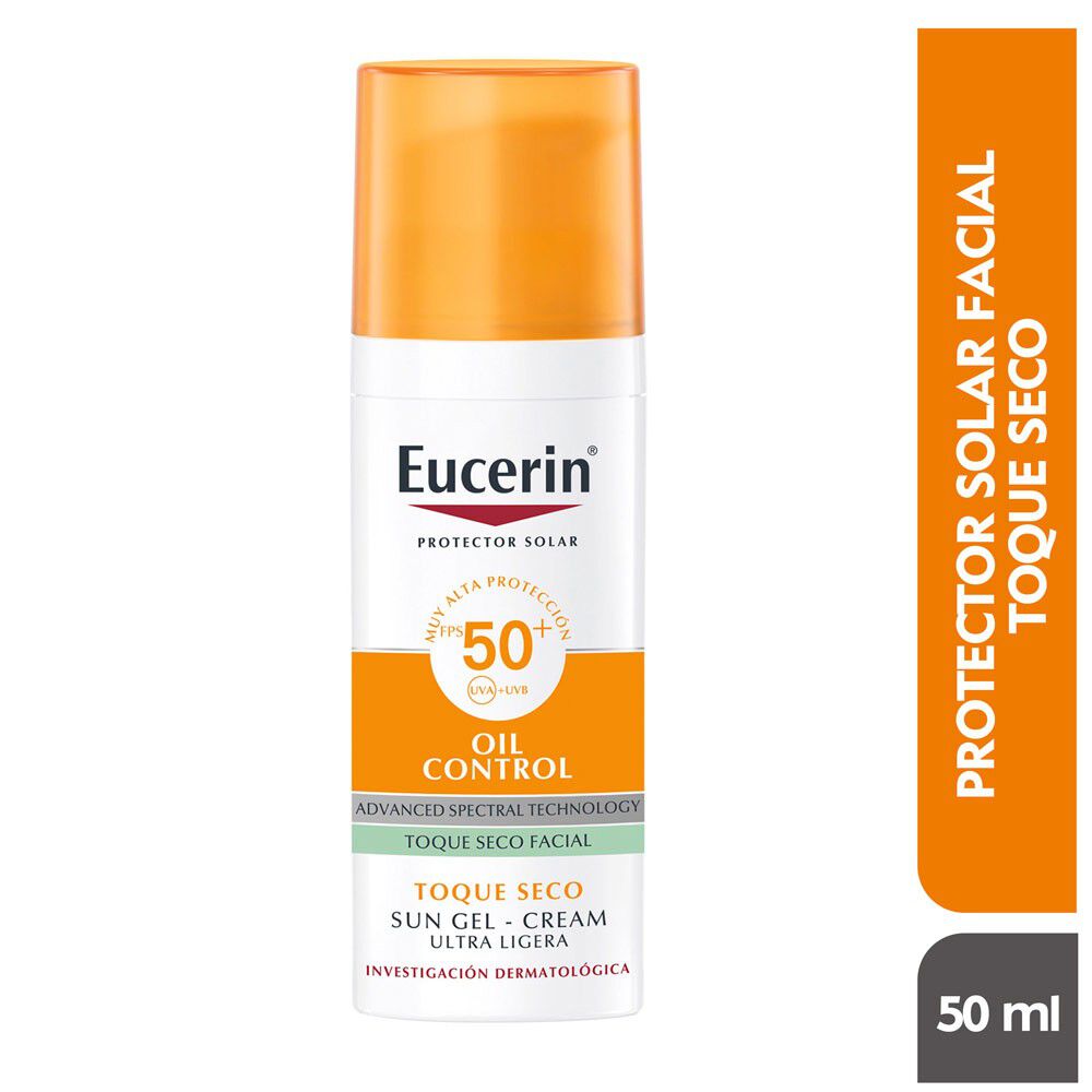 Protector Solar Facial Eucerin Oil Control Toque Seco Piel Grasa FPS 50 Frasco 50ml