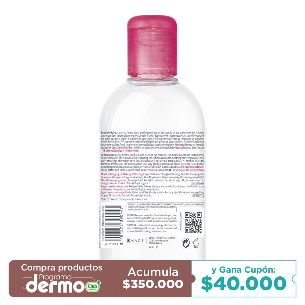 Bioderma-Sensibio-H2O-Agua-Micelar-limpiadora-para-piel-normal-a-sensible-250mL-imagen-2