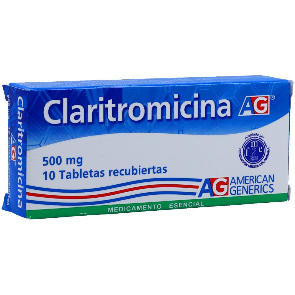 Claritromicina American Generics 500Mg Caja X 10 Tabletas Recubiertas
