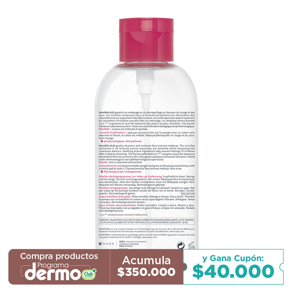 Bioderma-Sensibio-H2O-Agua-Micelar-limpiadora-para-piel-normal-a-sensible-500mL-imagen-2