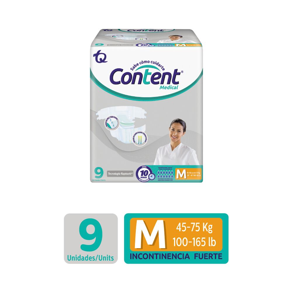 Pañal Content Medical Paquete Por 9 Talla M