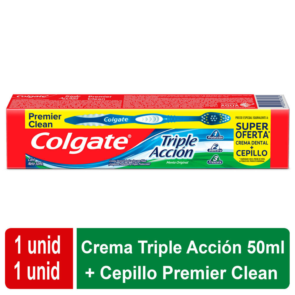 Oferta Crema Dental Tubo X 50Ml + Cepillo Colgate Triple Acción