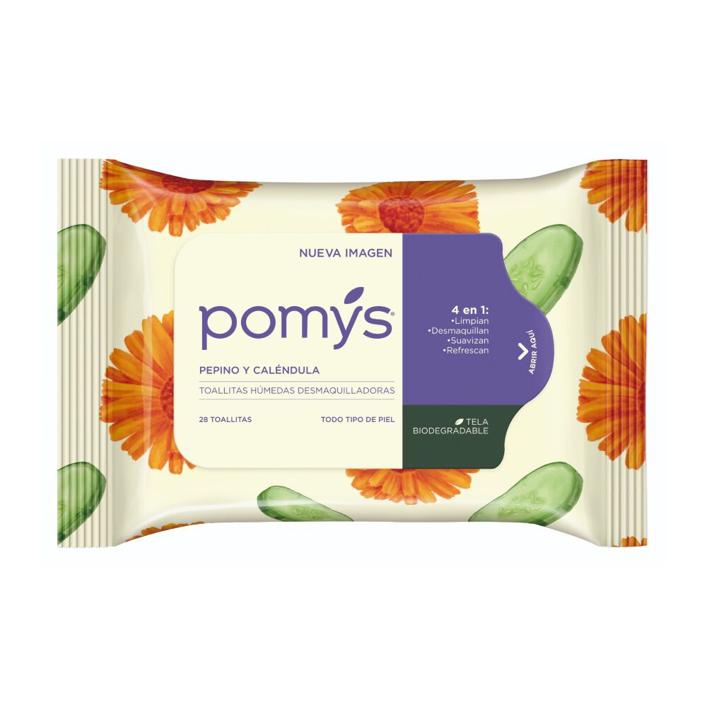Toallas Humedas Desmaquillantes Pomys Pepino Y Calendula Paquete X 28 Unidades