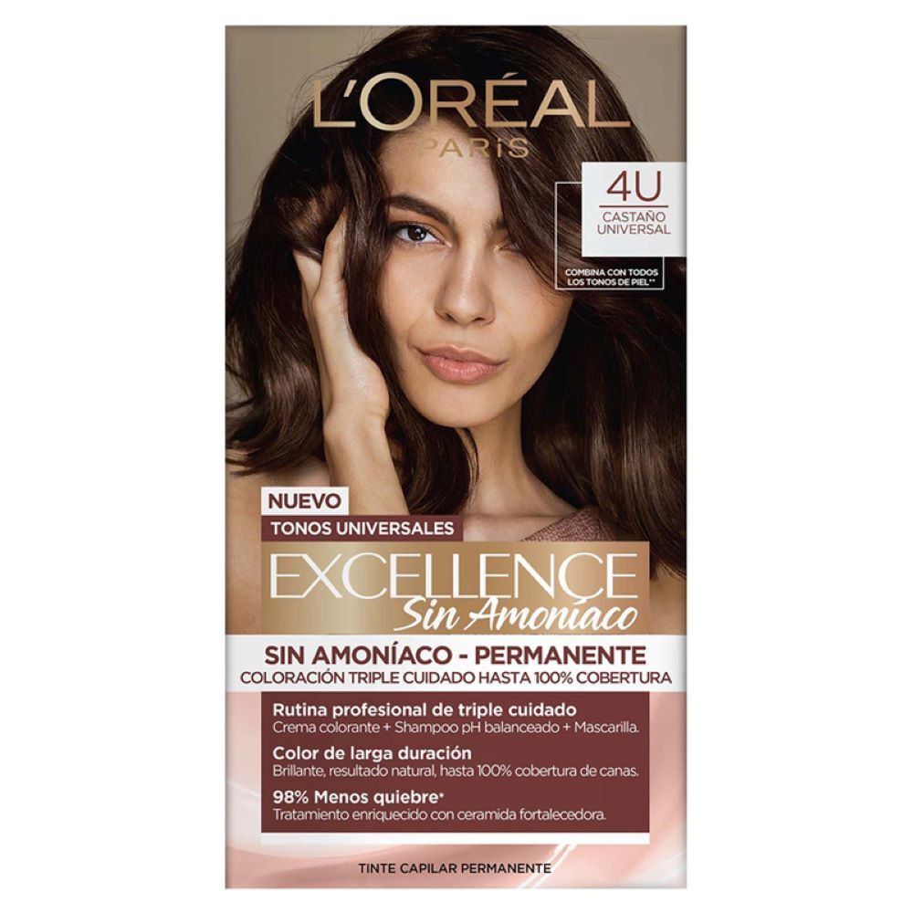 Tinte Capilar Loreal Paris 4U Excellence Sin Amoniaco Tubo X 45Gr Castano Universal