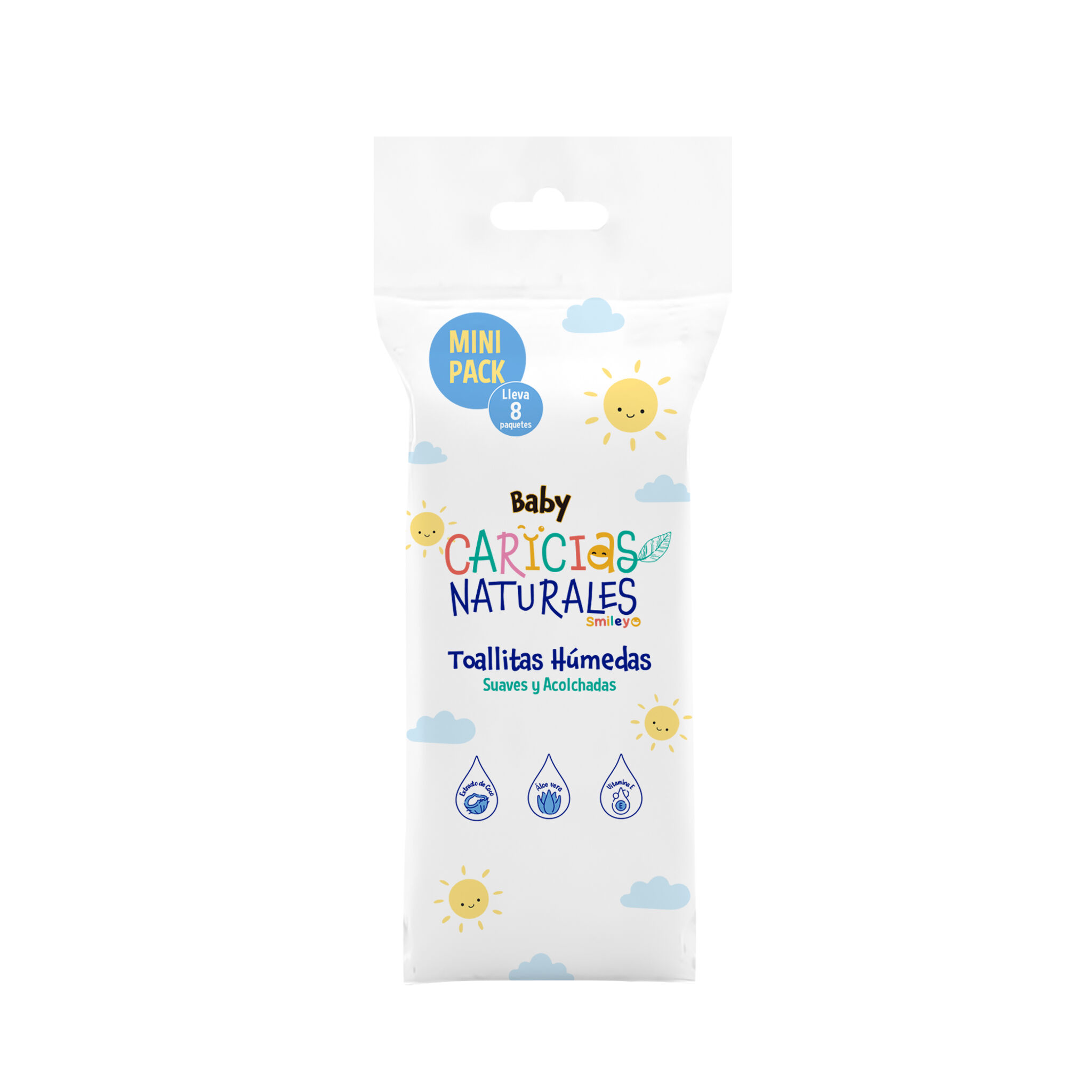 Promo Toallitas Humedas Baby Caricias Naturales Smiley Mini Pack 0% Alc Y Par Paquete X 64
