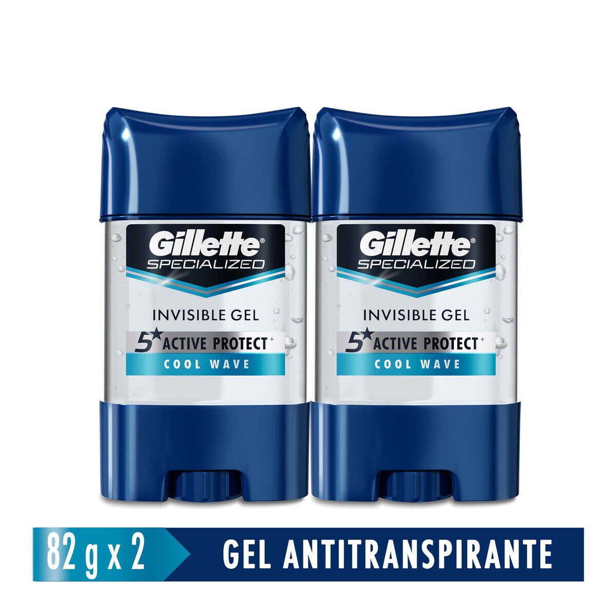 Desodorante Cool Wave Gillette Specialized Invisible Gel Paquete X 2Barra 82Gr Oferta Especial