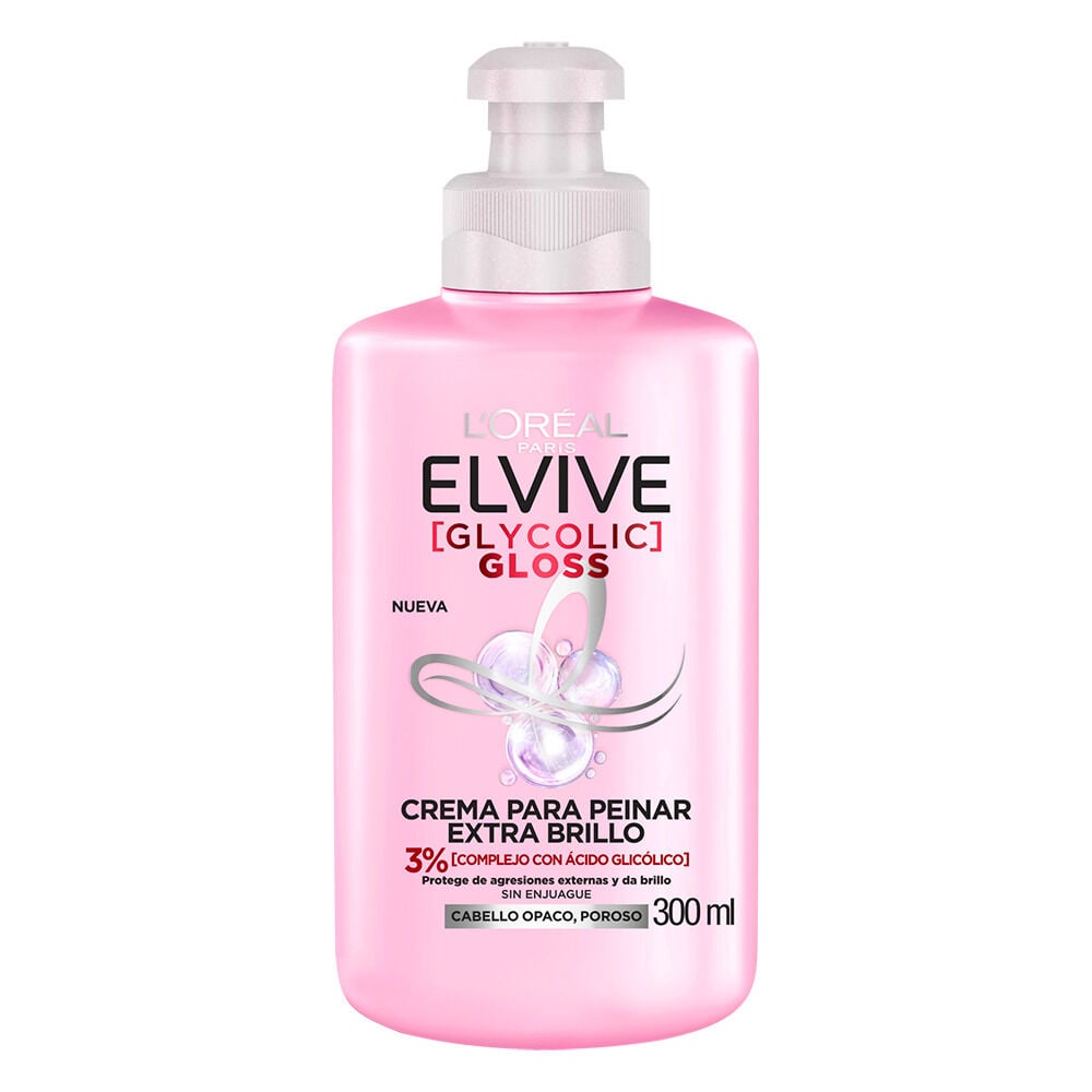 Crema-Para-Peinar-Loreal-Paris-Elvive-Glycolic-Gloss-3%-Frasco-X-300Ml-imagen-1