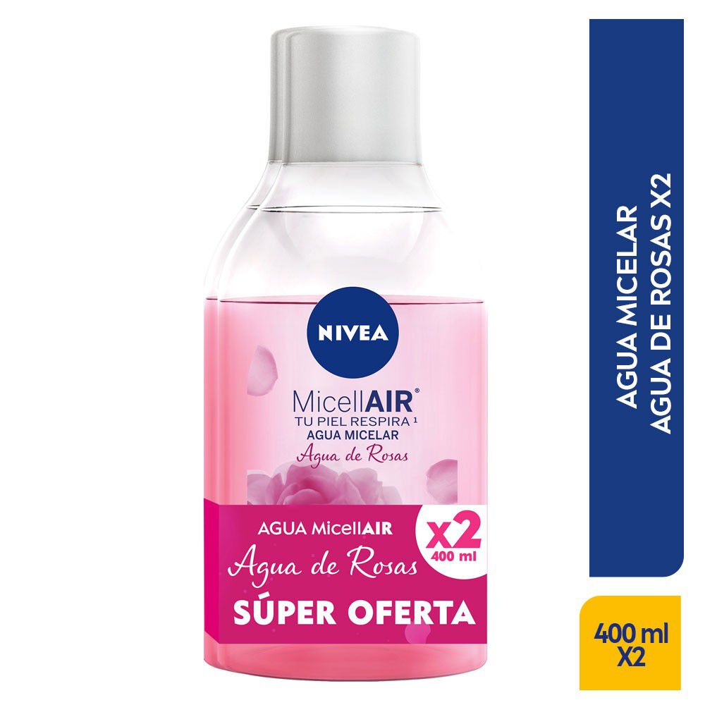 Promo Agua Micelar De Rosas Nivea Micell Air Paquete 2 Frasco 400Ml
