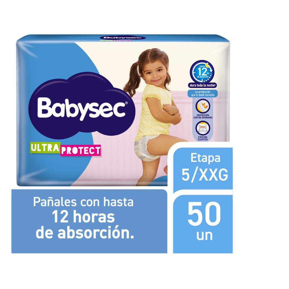 Pañales Babysec Ultraproctect Paquete por 50 Etapa 5 Xxg