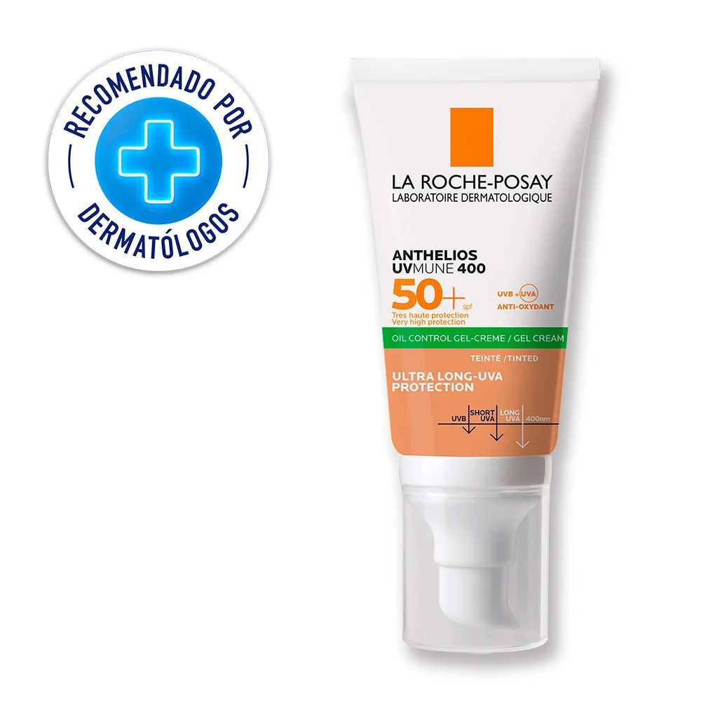 Protector Solar Anti Brillo Anthelios Gel Toque Seco Con Color SPF 50+ Tubo X 50 mL