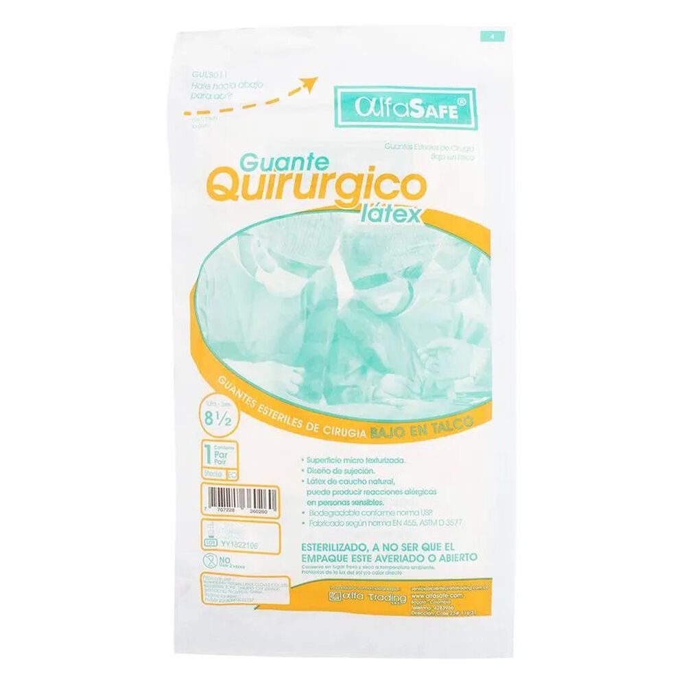 Guante-Esteril-Cirugia-Ref-Guls011-Sobre-X-1-Alfa-Safe-Talla-8-1/2-imagen