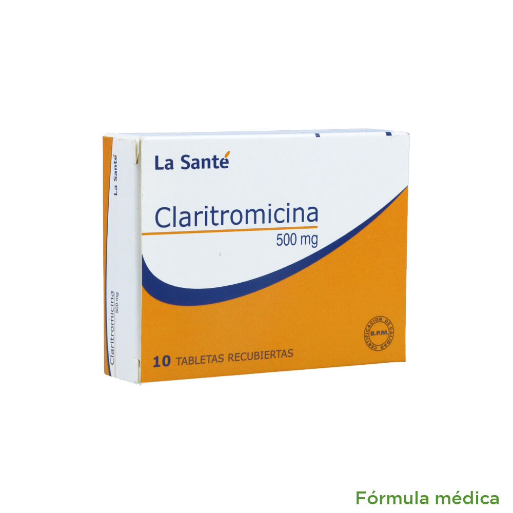 Claritromicina 500 Mg Tabletas Recubiertas Caja X 10 Tabletas La Sante