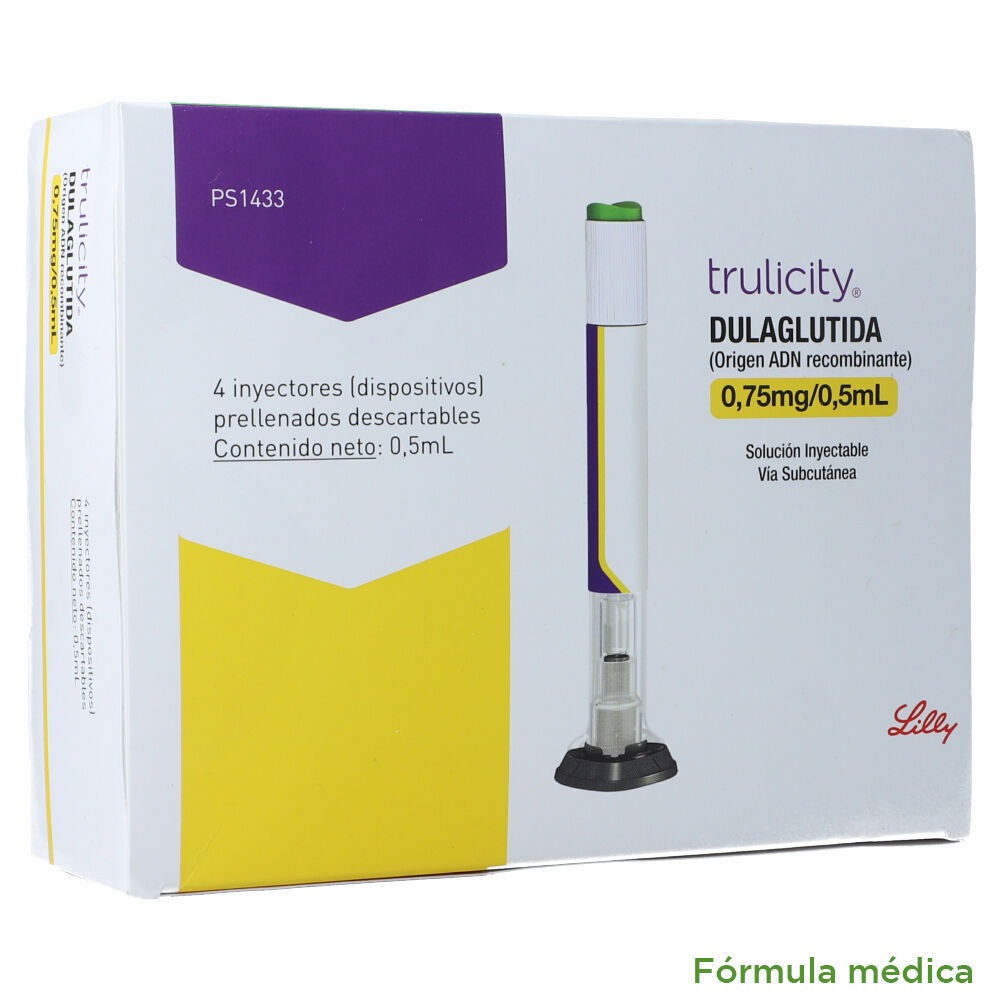 Trulicity Solución Inyectable Vía Subcutánea Jeringa Prellenada 0.75Mg/0.5mL(1.5Mg/mL) Caja X 4