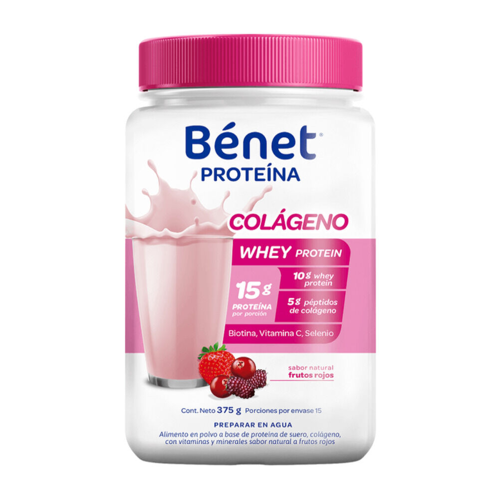 Proteina Whey Benet Colageno Tarro  375Gr Frutos Rojos
