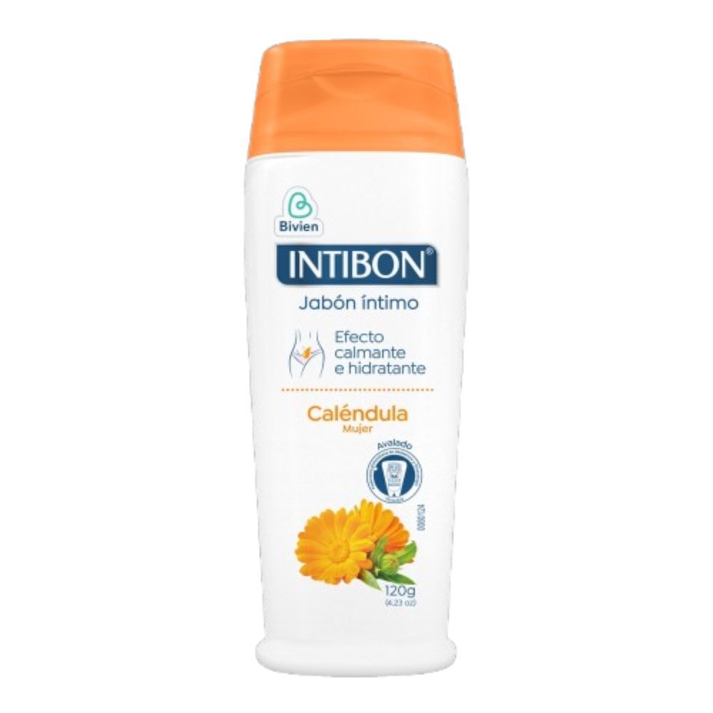 Jab&oacute;n-&Iacute;ntimo-Cal&eacute;ndula-Mujer-Intibon-Frasco-x-120g-imagen-1