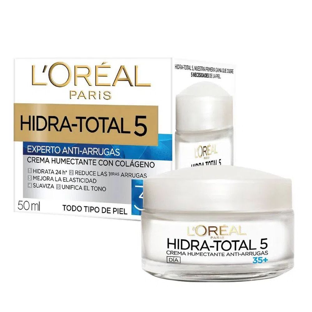 Crema-Humectante-Con-Colageno-Loreal-Paris-Hidra-Total-5-Anti-Arrugas-Dia-35-+-Pote-X-50Ml-imagen