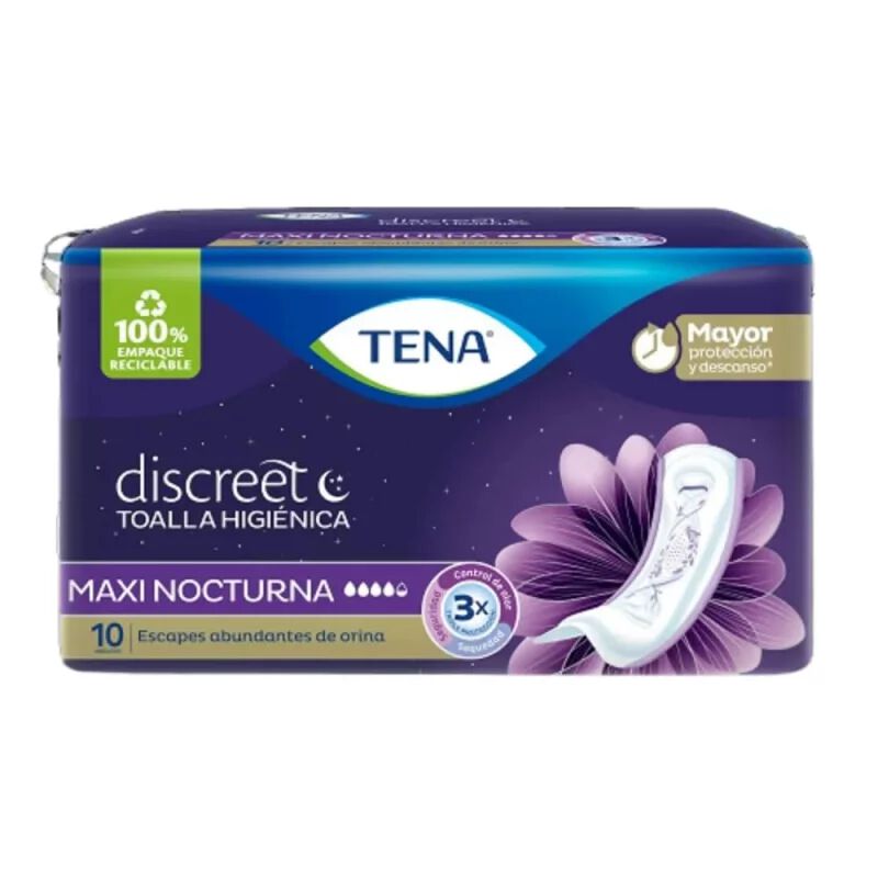 Toalla Higienica Discreet Tena Maxi Nocturna Paquete X 10