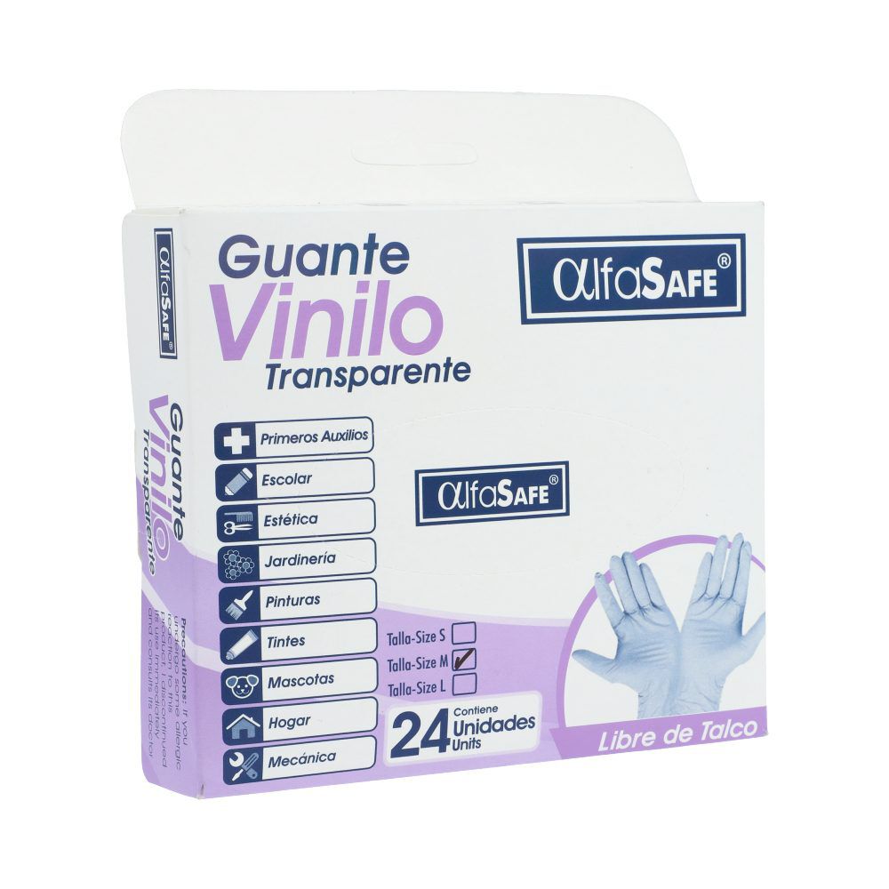 Guantes De Vinilo Talla M Transparente Caja X 24