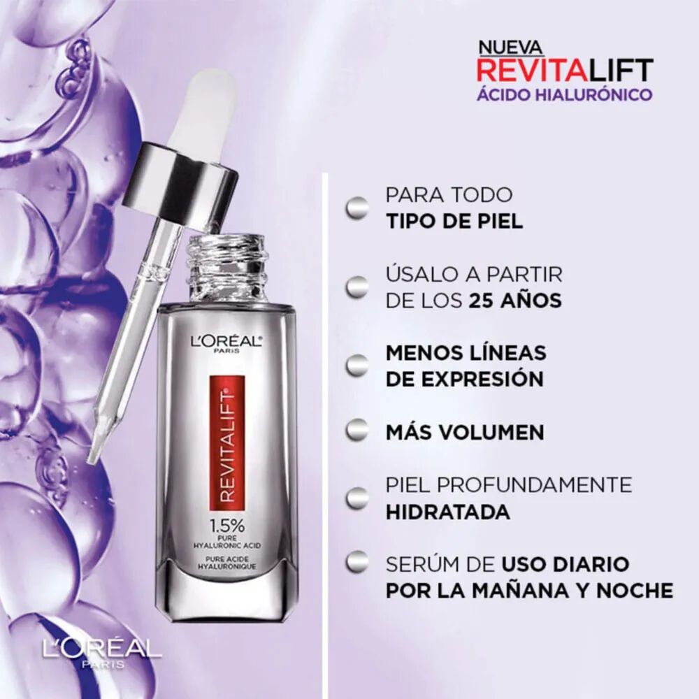 Ácido-Hialuronico-Serum-Rellenador--40%-De-Líneas-De-Expresion--L'Oreal-Paris-Revitalift-Frasco-X-30mL-imagen-3