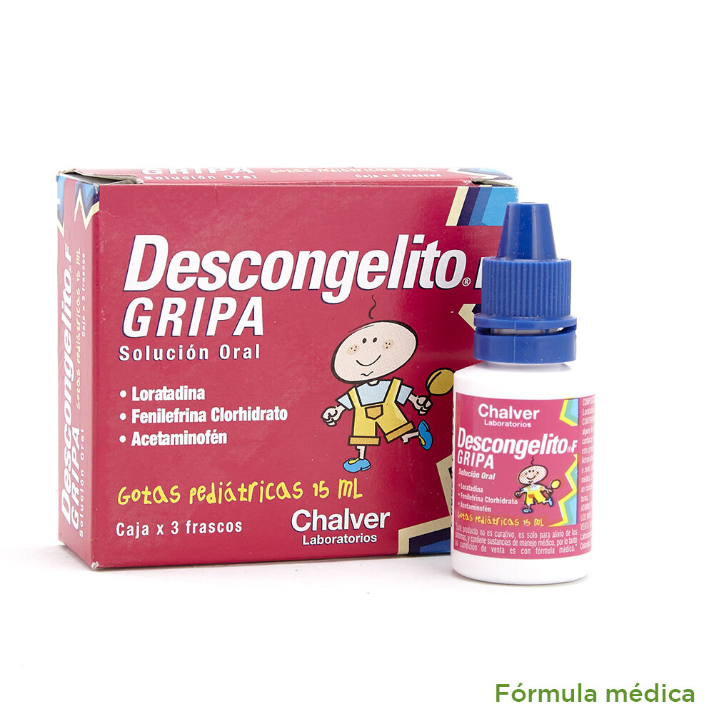 Descongelito F Gripa (100+2+1)Mg/ml(10+0.2+0.1)% Solución Oral X 1 Frasco X 15mL(25Gotas/ml)