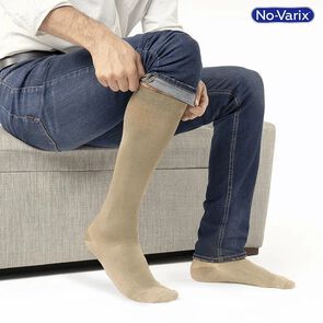 Medias-De-Compresión-Progresiva-Hombre-15-20-Mmhg-Calcetin-De-Soporte-Caja-X-1-Par-No-Varix-Talla-M-Beige-imagen