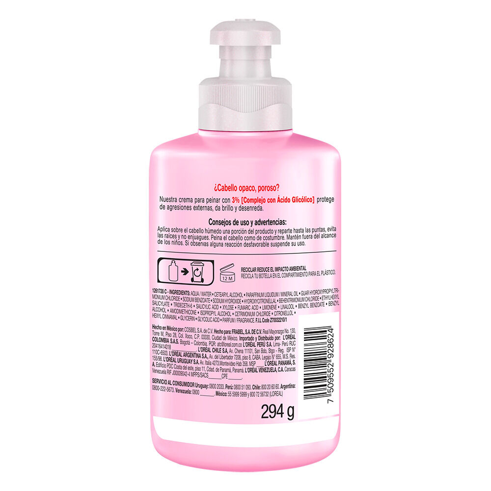 Crema-Para-Peinar-Loreal-Paris-Elvive-Glycolic-Gloss-3%-Frasco-X-300Ml-imagen-2
