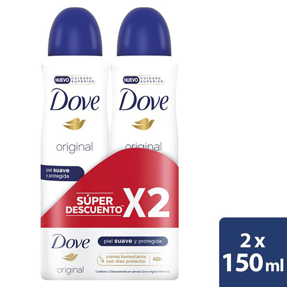 Promo Antitranspirante Aerosol Dove Paquete X 2 Original X 150Ml