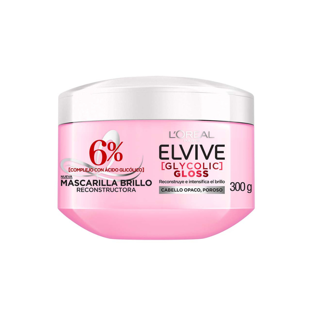 Mascarilla-Reconstructora-Loreal-Paris-Elvive-Glycolic-Gloss-6%-Pote-X-300Gr-imagen-1