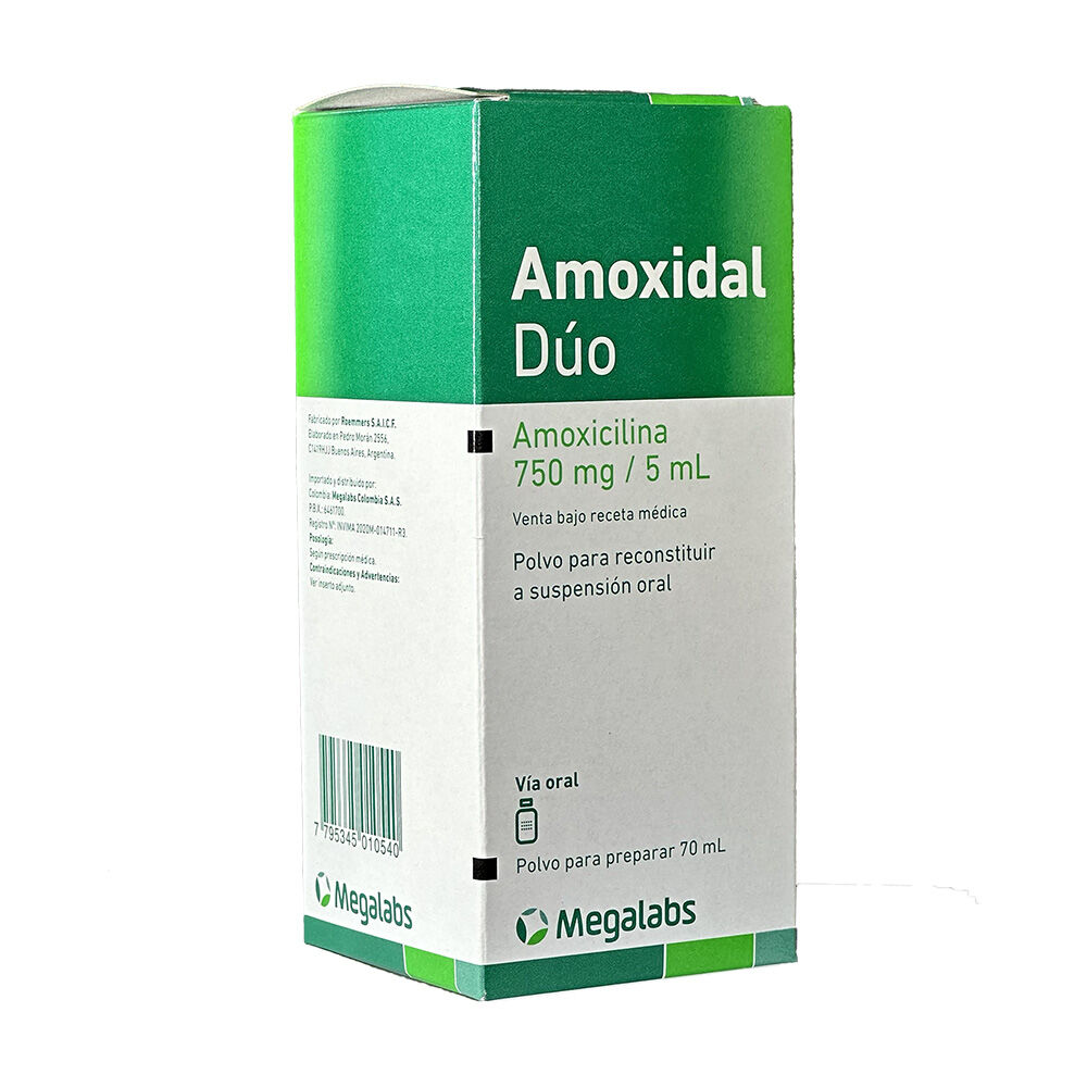 Amoxidal Duo 750Mg/5mL Suspensión Oral Frasco X 70mL