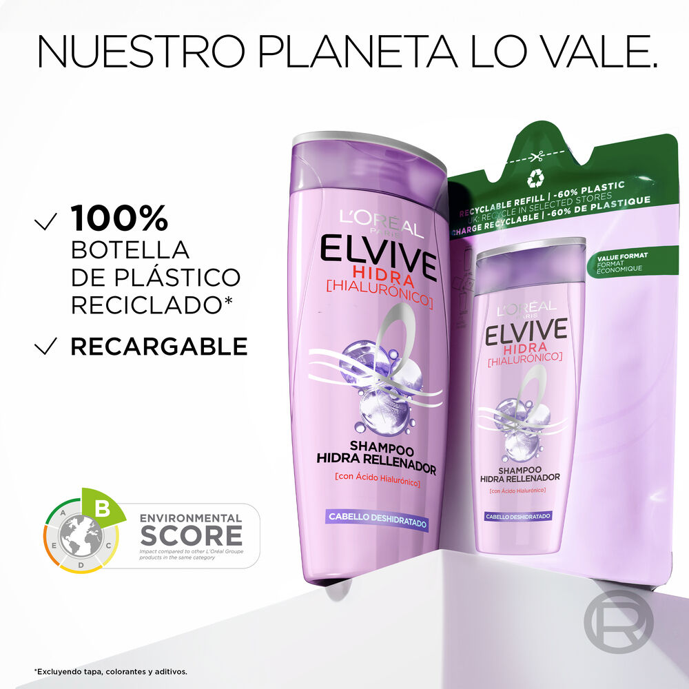 L'Oreal-Paris-Elvive-Hidra-(Hialur&oacute;nico)-Shampoo-Hidra-Rellenador-Frasco-X-370mL-imagen-3